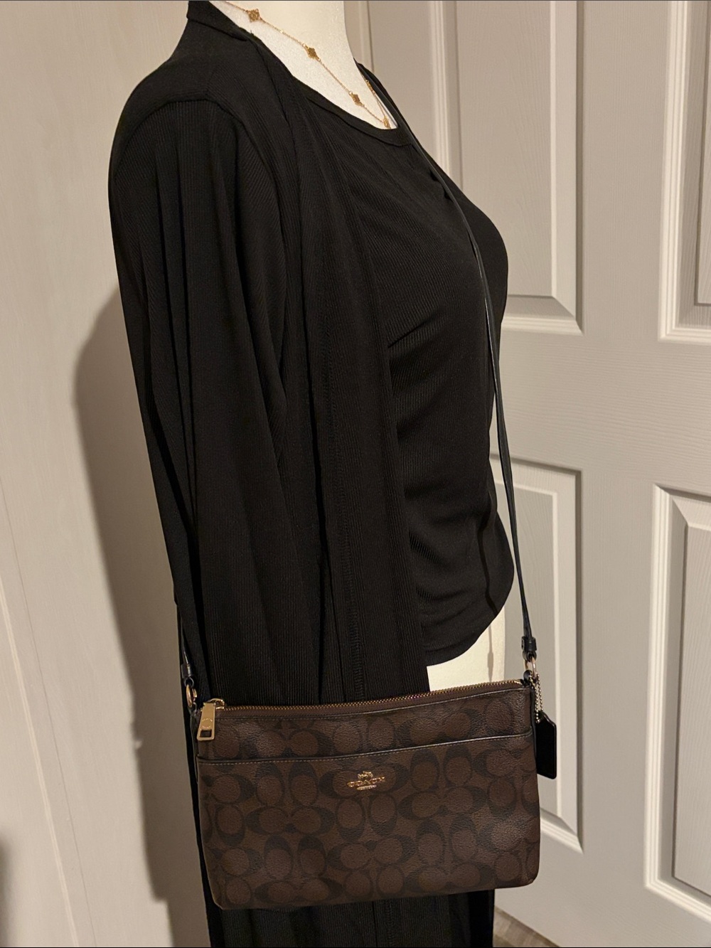 Coach Brown Signature Crossbody with Gold Hardware